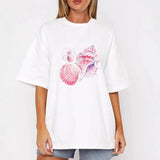 Fongt Print A Wide-Cut Short-Sleeved Women's T-Shirt Large Version Of Casual T-Shirt Top