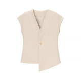 Fongt New V-Neck Asymmetric Vest Simple Jump Trouser Suit