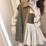 Vintage Female Pleated Spliced Long Sleeve Shirt 2024 Stylish Spring Women's Clothing Casual Loose Button Lace Up Blouse-Outfit
