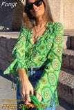 Long Sleeve See Through Chiffon Blouse Shirts Tops V Neck Ruffled Tops Spring Autumn French Style Casual Blouse