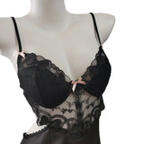 Fongt Process Embroidery Sexy Simulation Silk Pajamas 2025 New Spring And Autumn With Chest Cushions Of High-End Lace Sling Skirt