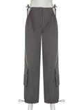 Cut Out Low Waist Bandage Hippie Joggers Women Y2K Streetwear High Street Casual Baggy Cargo Pants Korean