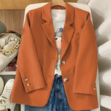 Fongt Jacket Female Spring New Korean Version Classic Two Buckle Temperament Orange Loose Casual Web Celebrity Small Suit Female-Outfit
