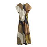 Spring Pleated Printed Silk Satin Dress 2454163-Outfit