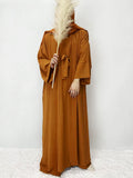 Fongt Robe Skirt Coat Women's Explosive Middle East Turkey Solid Color Big-Size Cardigan 2 Sets
