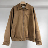 Fongt Women's 2025 New Retro Collar Imitation Leather Jacket Casual Coat
