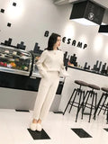 Fongt 2025 Autumn And Winter New Set Of Sweater Thin Knit Trousers Casual Suit Women's Two-Set