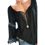 Hollow Lace Stitching Solid Long Sleeve
