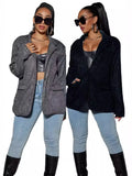 Style Commuter Cardigan Lapel Long Sleeves Shiny Large Size Casual Suit Jacket-Outfit