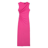 Fongt Women's Clothing 2025 Spring New Sleeveless Folding Decorative Fan Flute Dress Dress Dress