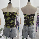 Fongt Shooting Holiday Storm Spot Bump Color Mesh Strapped Braped Vest Female Summer Dew Back Hottie Top 8085