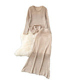 Fongt Early Spring Wearing A Lazy Knitting Suit Women's Design Hollow Top Dress Two Sets Of Tide