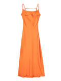 Hollow Out Satin Midi