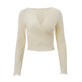 Fongt 2023 Hot Style Dress Sexy Hot Girl Hollow Out Knit Thread Long Sleeve Crop