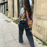 Fongt And Winter New Women's Baseball Collar Print Cotton Jacket Loose Leisure Cotton Coat