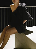 Spring Summer New Woman Sets Loose O-neck Pleated Shirts & Blouses + High Elastic Waist Ropa Mujer Japan Outdoor Suit-Outfit