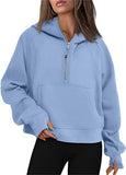 Fongt Autumn And Winter New Fashion Leisure Sports Half Zipper Hooded Short Plus Velvet Wear