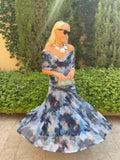 Fongt Mesh-Printing Dress In Spring/Summer 2025 INS Holiday Casual Party Dress