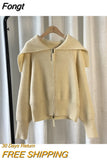 Cardigans Turn Down Collar Solid Autumn Winter Plue Size Clothes Women Sweater Vintage Zipper Warm Thick Sueters De