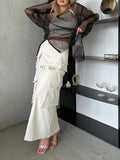 Fongt Detachable Two-Wear Work Dress Women High Waist Thin Multi-Pocket Design Fashion Trend Comfortable