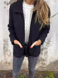 Fongt New Single-Sided Autumn And Winter Collar Knit Zipper Casual Coat Woman
