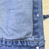 New Embroidery Denim Short Jacket Women Spring Autumn Applique Diamond Holes Coat Loose Tops Student Jean Outerwear
