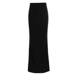 Fongt Women's Wear 2024 Summer New Fashion Temperament Black Show Thin Long Skirt-Outfit