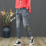 Korean Fashion Women Jeans 2022 New Bottoms Loose Casual Trousers Embroidery Cartoom Harem Pants Pantalones De