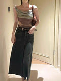 Vintage Halo Dyeing Vest for Women Y2k E-Girl Mesh Irregular Camisole Tops 2024 Summer New Off Shoulder Tank Top-Outfit