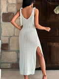 Fongt Beach Shirt Knitted Hanging Long Bikini Sunscreen Dress Woman
