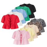 Fongt 2025 New Women's Leopard Print Short-Sleeved Shirt