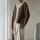 Fongt Small Fragrant Wind Winter New Female Bump Color V-Neck Loose Long-Sleeved Single Breasted Sweater Jacket Coat Tide-Outfit