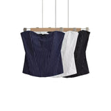 Fongt Sexy Babes Fish Bone Brake Stripe Girded Waisted Top Cloth Plus Chest Pad