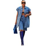 Fongt Women's Casual Denim Jacket Women's Fashion Denim Jacket Sleeveless Shoulder Jacket
