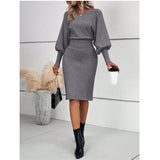 Fongt And Winter Knitted Dress Sexy Solid Color Bag Hip Dress Temperament Thin Sweater Knitted Dress Girl