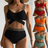 Fongt New Split Solid Color Swimsuit Female Bikini Triangle Sexy Slim Tall Waist