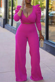 Sleeve Wrap Crop Top Pants Set 703-1-Outfit