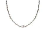 Galaxy Silver Pearl Necklace-Outfit