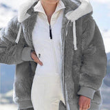Fongt Hot New Autumn And Winter Loose Plush Multi-Color Hooded Coat Woman
