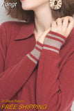 Turn-Down Collar Winter Knitted Sweater Casual Pullovers Women Long Sleeve Tops Female Jumpers Sweaters Womens