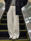 Fongt Waist And White Jeans Female Autumn Temperament Slim Loose Thin Trousers Straight Broad Leg Trousers