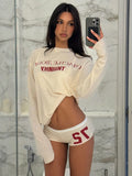 Fongt Knitted Printing Set Of Female Letter Printing Design Youthful Vitality Sexy And Simple Wind Coat