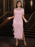 Fongt Mesh Splicing Tuxedo High-Waisted Large-Size Body-Repair Casual Ass Women's Dress Dress