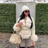 Fongt Autumn And Winter New Temperament Collar Short-Term Warm Long-Sleeved Fur Coat Woman