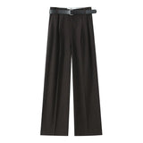 Fongt Women's Clothing 2025 New Women's Winter Belt Double-Folded Pants