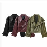 Fongt Women's Clothing Explosion Retro Collar Leather Jacket Jacket - High-Quality Craftsmanship To Rest Assured Comparison
