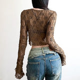 Fongt Wind Texture Sense Lace Stitching Strap V-Neck Cardigan Top Light Smock Long Sleeves-Outfit