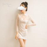 Vampire Hollow out Costumes Sexy Backless Long Fancy Dress Erotic Sleepwear Womens Devil Cosplay