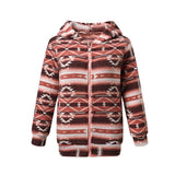 Fongt Large-Size Fashion Casual Casual Women's Loose Geometric Pattern Print Hooded Zip-Down Jacket Woman