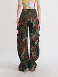 Fongt High Street Yabi Camouflage Cargo Pants Spring 2024 New Retro Large Pocket Loose Fashion Cargo Pants-Outfit